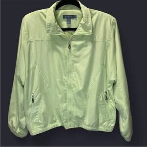 Koret Vintage Women's Full-Zip Windbreaker Bomber Jacket Lime Green Medium M